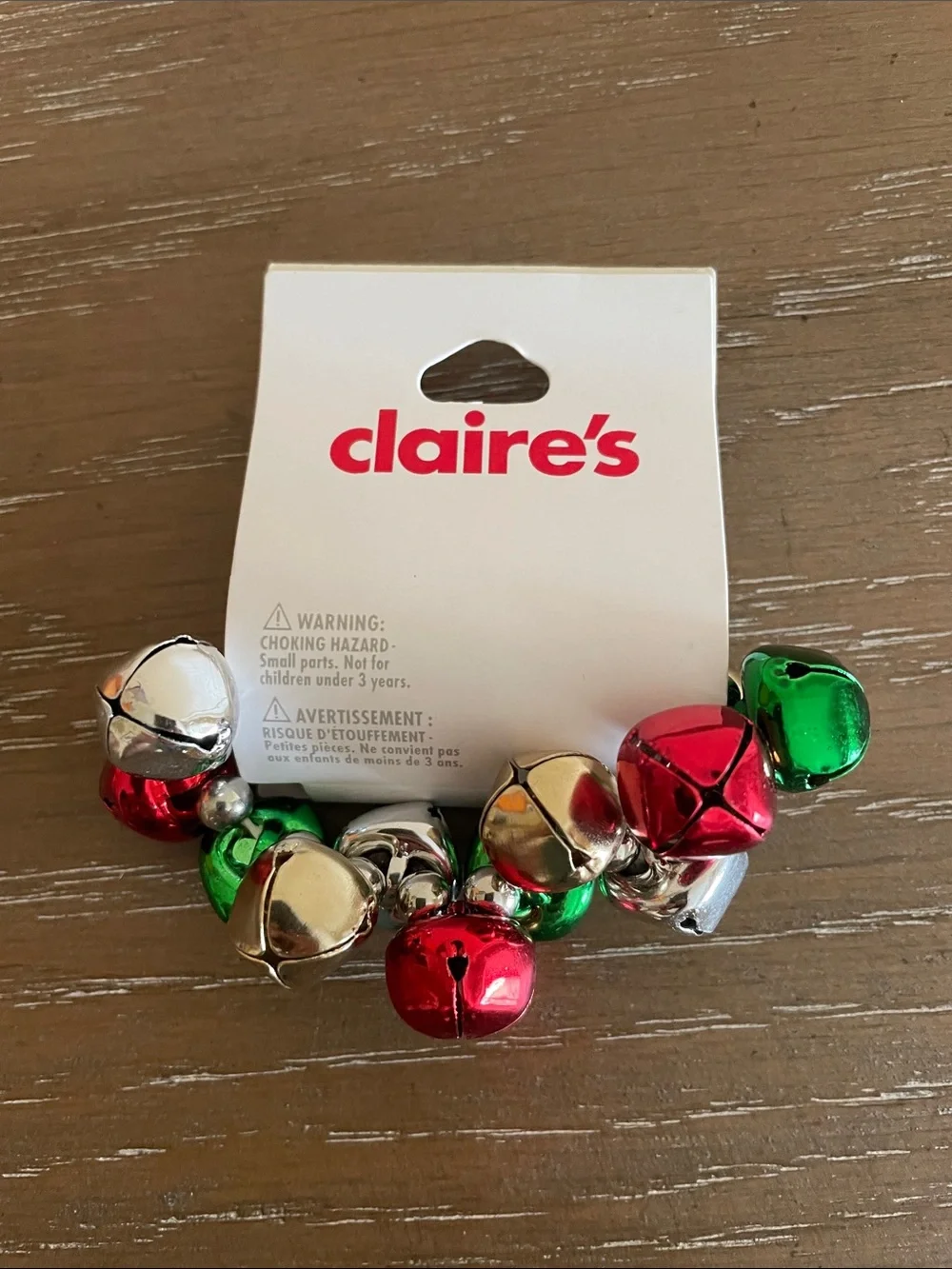 💖 Pick three $15 - Claire's Metallic Jingle Bell Bracelet in Red, Green & Silver